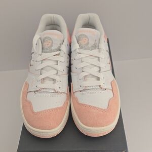 New Balance White & Pink Low-Top Sneakers